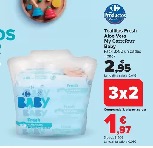 Oferta de My Carrefour Baby - Toallitas Fresh Aloe Vera  por 2,95€ en Carrefour