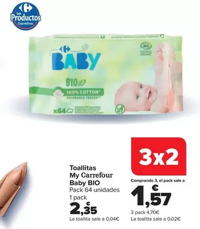 Oferta de My Carrefour Baby Bio - Toallitas  por 2,35€ en Carrefour