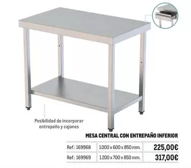 Oferta de Mesa Central Con Entrepaño Inferior por 225€ en Makro