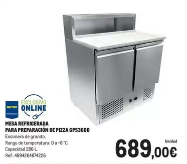 Oferta de Mesa Refrigerada Para Preparación De Pizza GPS3600 por 689€ en Makro