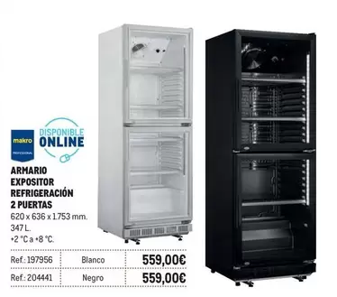 Oferta de Makro - Armario Expositor Refrigeracion 2 Puertas por 559€ en Makro