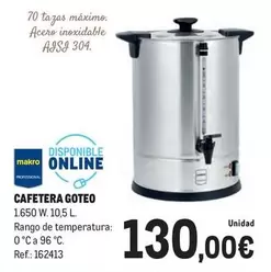 Oferta de Makro - Cafetera Goteo por 130€ en Makro