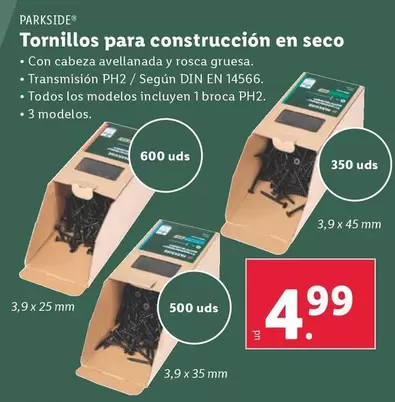 Oferta de Parkside - Tornillos Para Construccion En Seco por 4,99€ en Lidl