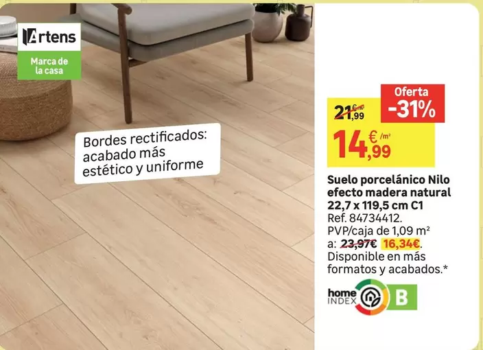 Oferta de Home - Suelo Porcelanico Nio Efecto Madera Natural por 14,99€ en Leroy Merlin