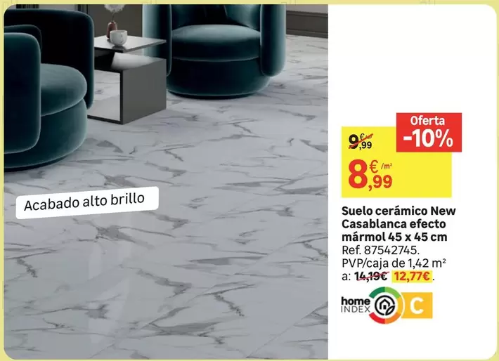 Oferta de Home - Suelo Ceramico New Casablanca Efecto Marmol por 8,99€ en Leroy Merlin