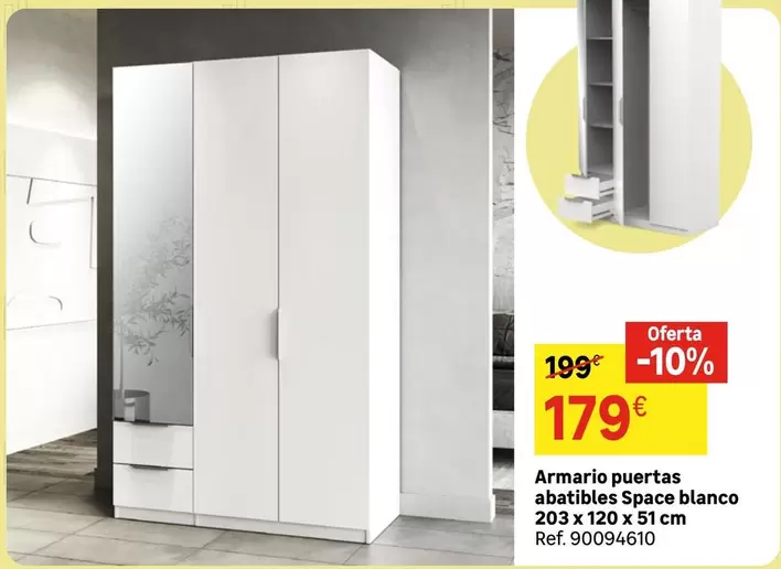 Oferta de Blanco - Armario Puertas Abatibles Space por 179€ en Leroy Merlin