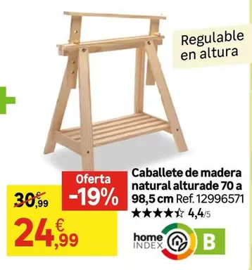 Oferta de Home - Caballete De Madera Natural Alturade 70 A 98,5 Cm por 24,99€ en Leroy Merlin