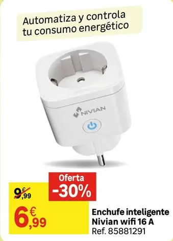 Oferta de Wifi - Nivian - Enchufe Inteligente Wifi 16 A por 6,99€ en Leroy Merlin