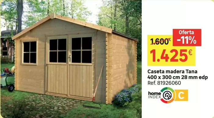 Oferta de Home - Caseta Madera Tana 400 X 300 Cm 28 Mm Edp por 1425€ en Leroy Merlin