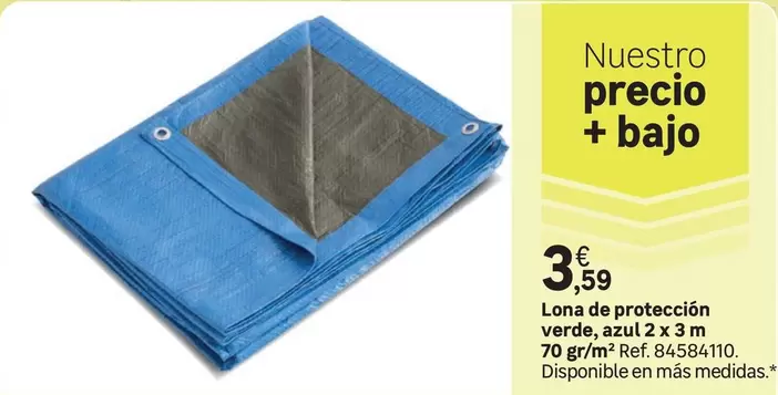 Oferta de Lona De Proteccion Verde, 2x 3m por 3,59€ en Leroy Merlin