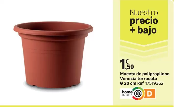 Oferta de Home - Maceta De Polipropileno Venezial Terracota por 1,59€ en Leroy Merlin