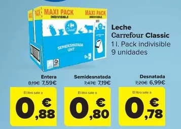 Oferta de Carrefour - Classic Leche  por 0,78€ en Carrefour Market