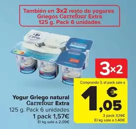 Oferta de Carrefour - Extra Yogur Griego Natural  por 1,57€ en Carrefour Market