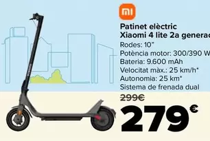 Oferta de Xiaomi - Patinete Eléctrico 4 Lite 2 Generacion por 279€ en Carrefour