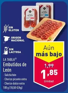 Oferta de La Tabla - Embutidos De Leon por 1,85€ en ALDI