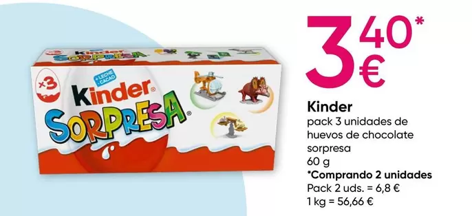 Oferta de Kinder - Pack 3 Suinades De Huevos De Chocolate Sorpresa por 3,4€ en Pepco