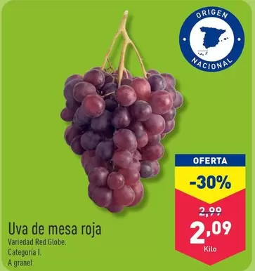 Oferta de Uva De Mesa Roja por 2,09€ en ALDI