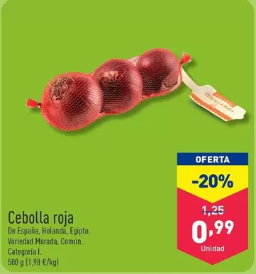 Oferta de Cebolla Roja por 0,99€ en ALDI