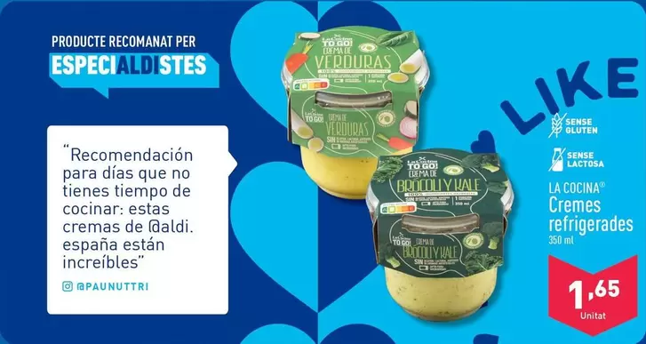 Oferta de La Cocina - Cremas Refrigeradas por 1,65€ en ALDI