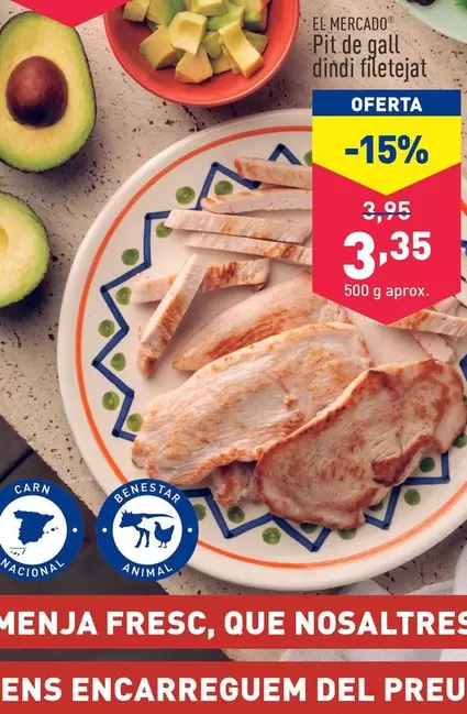 Oferta de El Mercado - Pechuga De Pavo Filetada por 3,35€ en ALDI