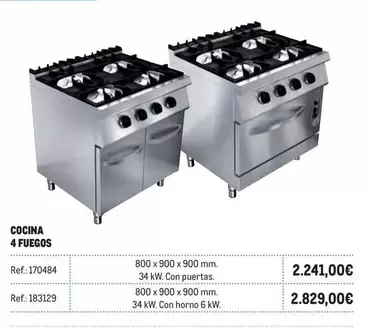 Oferta de Cocina 4 Fuegos por 2241€ en Makro