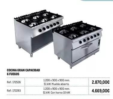 Oferta de Cocina Gran Capacidad 6 Fuegos por 4669€ en Makro