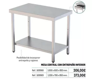 Oferta de Mesa Central Con Entrepaño Inferior por 371€ en Makro