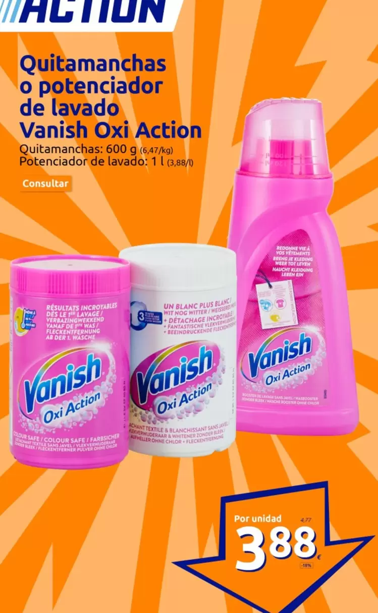 Oferta de Vanish - Quitamanchas O Potenciador De Lavado por 3,88€ en Action