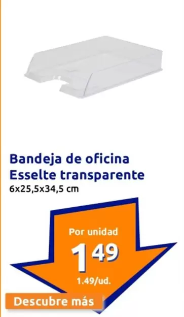 Oferta de Esselte - Bandeja De Oficina Esselte Transparente por 1,49€ en Action