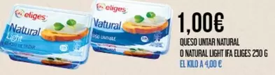 Oferta de Eliges - Queso Unitar Natural O Natural Light Ifa por 1€ en Claudio