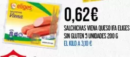 Oferta de Eliges - Salchichas Viena Queso Ifa Sin Gluten 5 Unidades por 0,62€ en Claudio