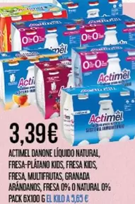 Oferta de Danone - Actimel  Líquido Natural por 3,39€ en Claudio