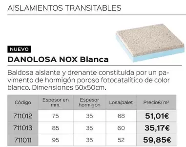 Oferta de Danolosa Nox Blanca por 51,01€ en Isolana