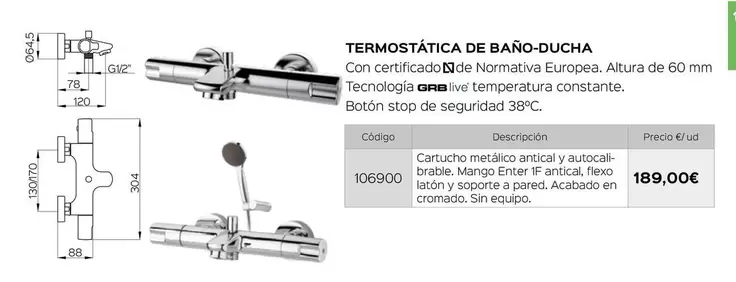 Oferta de Mango - Termostatica De Bano-ducha por 189€ en Isolana