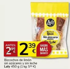 Oferta de Laly - Bizcochos De Limon Sin Azucares Y Sin Leche por 2,39€ en Consum