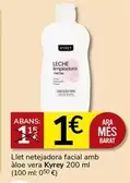 Oferta de Kyrey - Llet Netejadora Facial Amb Àloe Vera por 1€ en Consum