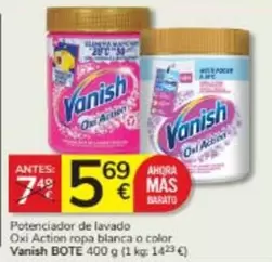 Oferta de Vanish - Potenciador De Lavado Oxi Action Ropa Blanca O Color por 5,69€ en Consum