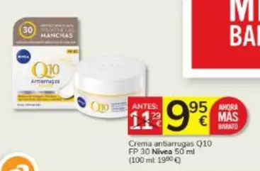 Oferta de Nivea - Crema antiarrugas Q10 Fp 30 por 9,95€ en Consum