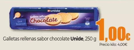 Oferta de Unide - Galletas Rellenas Sabor Chocolate por 1€ en UNIDE Alimentación