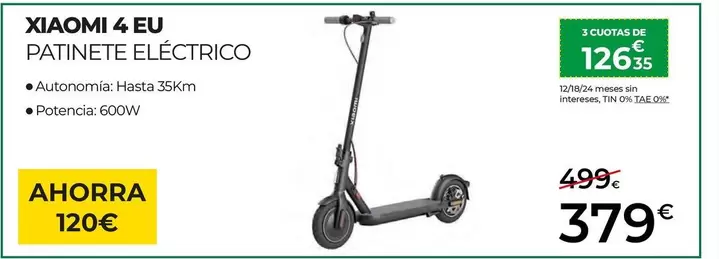 Oferta de Xiaomi - Patinete Electrico por 379€ en Feu Vert