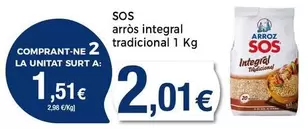 Oferta de Sos - Arròs Integral Tradicional por 2,01€ en Supermercats Jespac