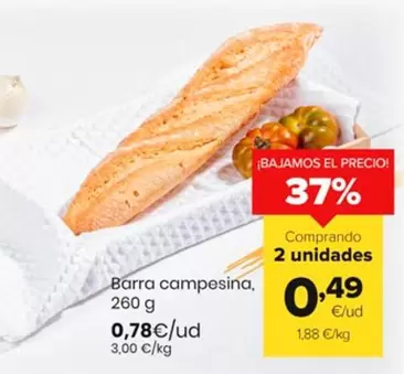 Oferta de Barra Campesina por 0,78€ en Autoservicios Familia