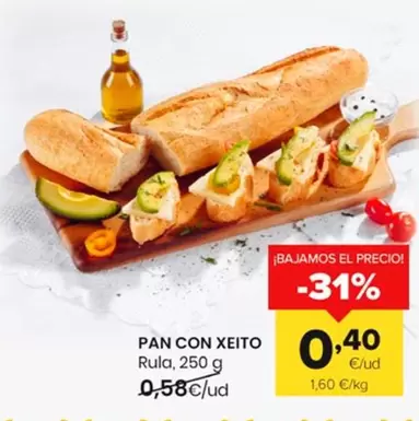 Oferta de  Pan Con Xeito - Rula  por 0,4€ en Autoservicios Familia