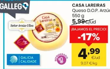 Oferta de Casa Lareiras - Queso D.O.P. Arzua por 4,99€ en Autoservicios Familia