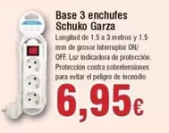 Oferta de Garza - Base 3 Enchufes Schuko por 6,95€ en Froiz