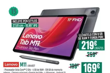 Oferta de Lenovo - Tab M11 por 169€ en PCBox