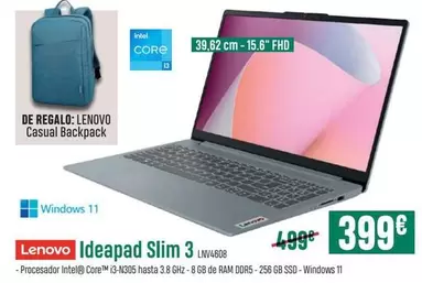 Oferta de Lenovo -  Ideapad Slim 3 Lnv4080 por 399€ en PCBox