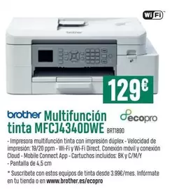 Oferta de Brother - Multifuncion Tinta Mfcj4340dwe por 129€ en PCBox