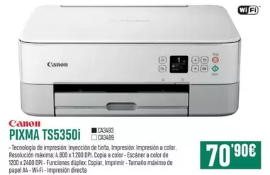 Oferta de Canon - Pixma Ts5350i por 70,9€ en PCBox