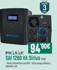 Oferta de Protect - Phosic - Sai 1260 Va Sirius por 94,9€ en PCBox